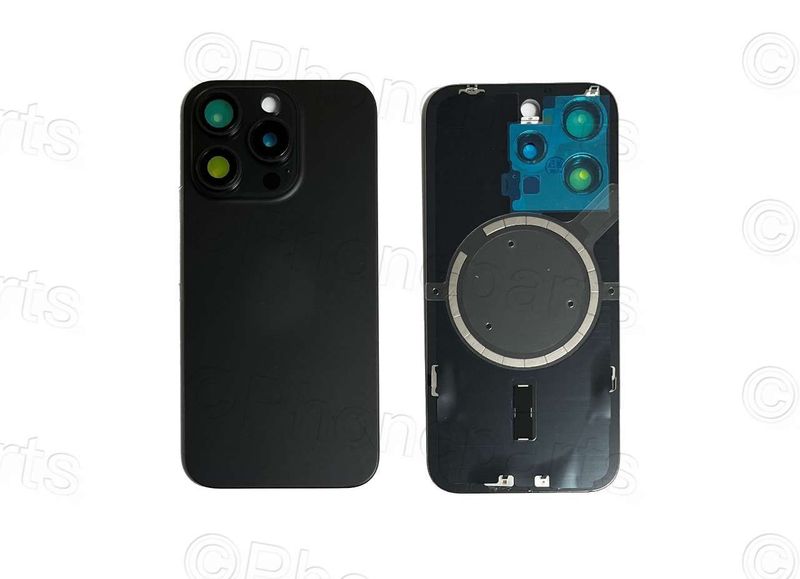 Tapa Cristal Trasero con Lente de Cámara y MagSave (imanes) Apple Iphone15 PRO Negro