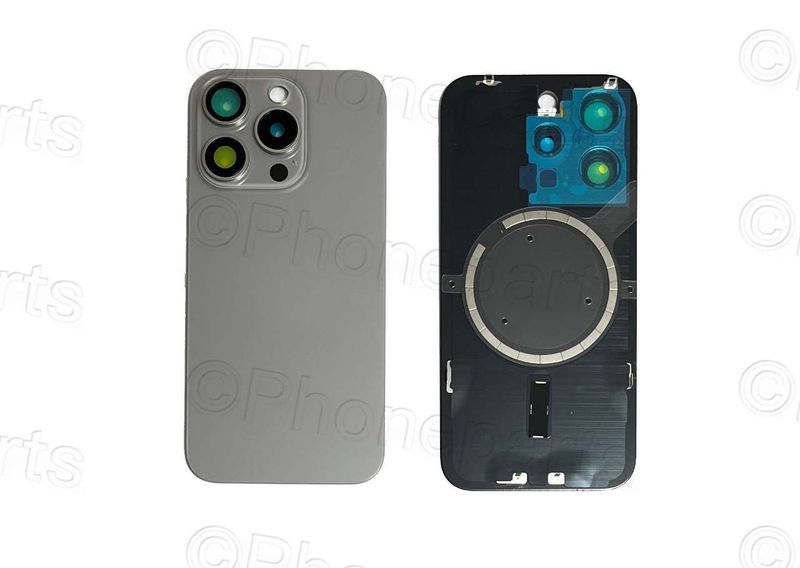 Tapa Cristal Trasero con Lente de Cámara y MagSave (imanes) Apple Iphone15 PRO Titanio