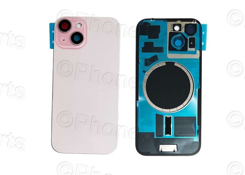 Tapa Cristal Trasero con Lente de Cámara y MagSave (imanes) Apple Iphone15 Rosa