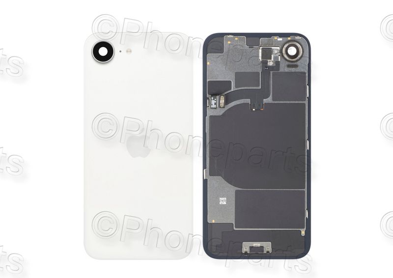 Tapa Cristal Trasero Blanco Apple Iphone 16e Original Desmontado con Lente de Cámara, MagSave Carga Inalámbrica (imanes) y flash. SWAP Grado A