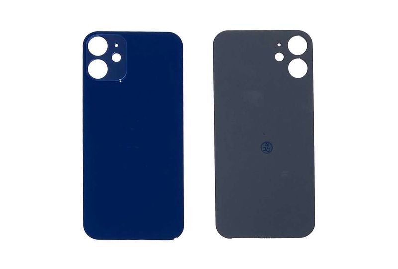Tapa Cristal Trasero Apple Iphone12 Mini Azul (Agujero Grande)