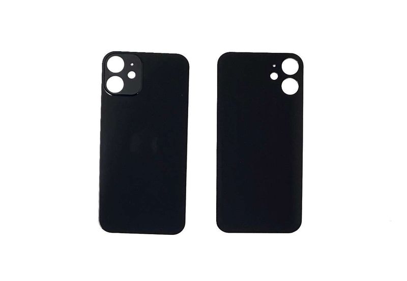 Tapa Cristal Trasero Apple Iphone12 Mini Negro (Agujero Grande)