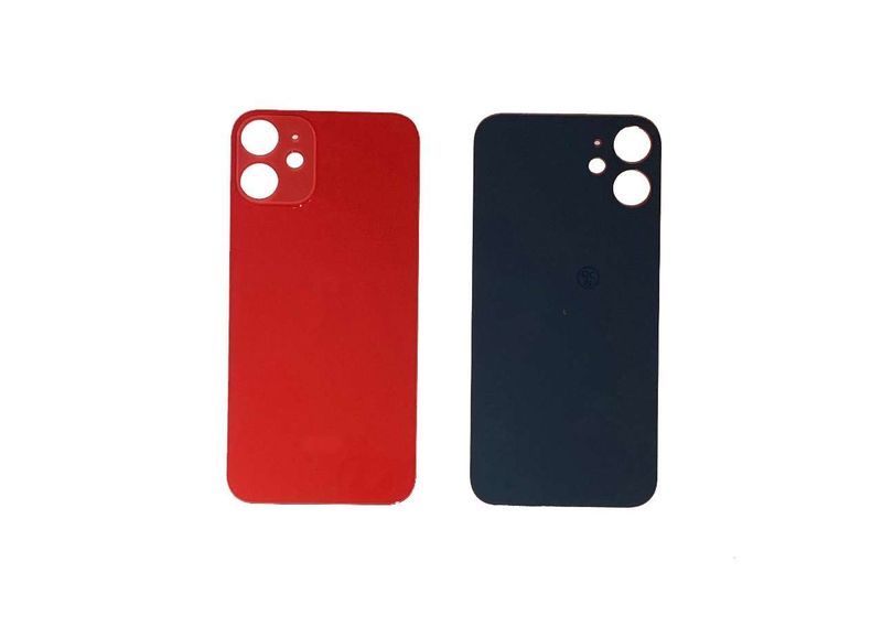 Tapa Cristal Trasero Apple Iphone12 Mini Rojo (Agujero Grande)