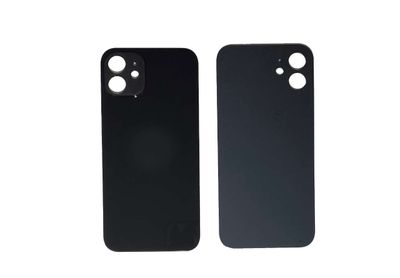 Tapa Cristal Trasero Apple Iphone12 Negro (Agujero Grande)