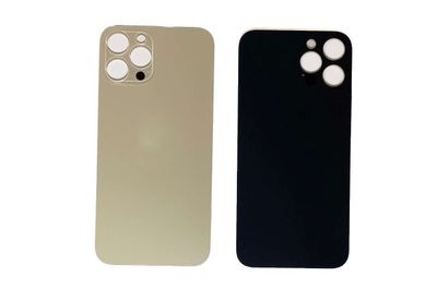 Tapa Cristal Trasero Apple Iphone12 PRO MAX Dorado (Agujero Grande)