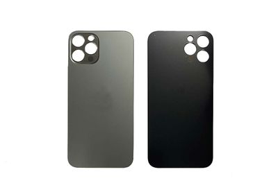 Tapa Cristal Trasero Apple Iphone12 PRO Negro (Agujero Grande)