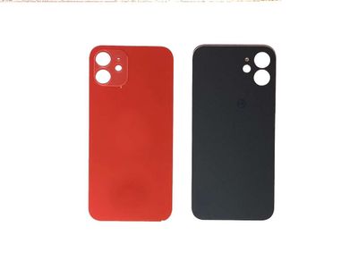 Tapa Cristal Trasero Apple Iphone12 Rojo (Agujero Grande)