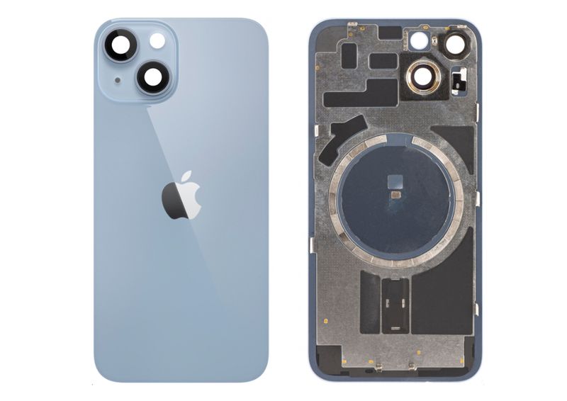 Tapa Cristal Trasero Azul Apple Iphone 14 Original Desmontado con Lente de Cámara, MagSave (imanes). SWAP Grado A