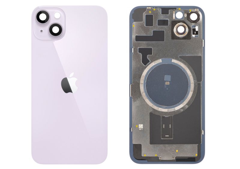 Tapa Cristal Trasero Lila Apple Iphone 14 PLUS Original Desmontado con Lente de Cámara, MagSave (imanes). SWAP Grado A