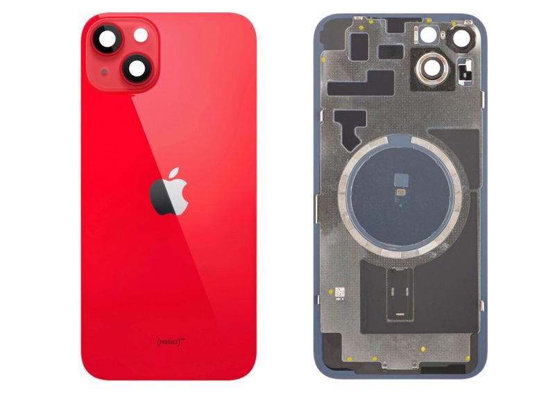 Tapa Cristal Trasero Rojo Apple Iphone 14 PLUS Original Desmontado con Lente de Cámara, MagSave (imanes). SWAP Grado A