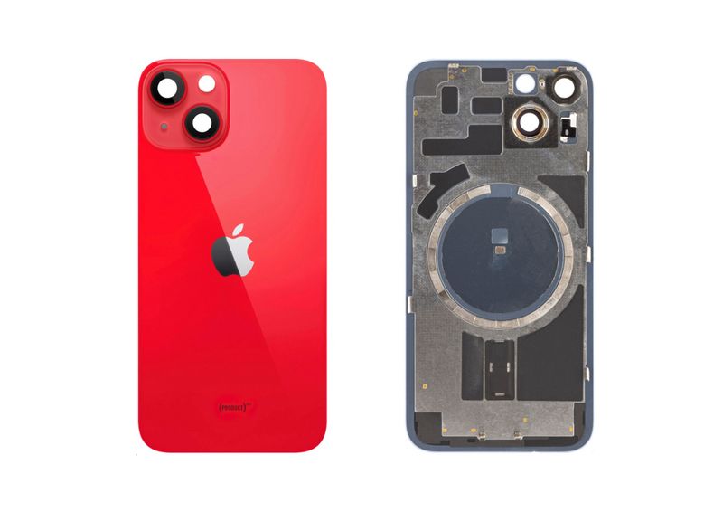 Tapa Cristal Trasero Rojo Apple Iphone 14 Original Desmontado con Lente de Cámara, MagSave (imanes). SWAP Grado A