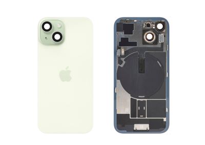 Tapa Cristal Trasero Verde Apple Iphone 15 Original Desmontado con Lente de Cámara, MagSave Carga Inalámbrica (imanes) y flash. SWAP Grado A