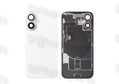 Tapa Cristal Trasero Blanco Apple Iphone 16 Original Desmontado con Lente de Cámara, MagSave Carga Inalámbrica (imanes) y flash. SWAP Grado A