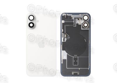 Tapa Cristal Trasero Blanco Apple Iphone 16 PLUS Original Desmontado con Lente de Cámara, MagSave Carga Inalámbrica (imanes) y flash. SWAP Grado A
