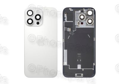 Tapa Cristal Trasero Blanco Titanio Apple Iphone 16 PRO MAX Original Desmontado con Lente de Cámara, MagSave Carga Inalámbrica (imanes) y flash. SWAP Grado A