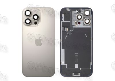 Tapa Cristal Trasero Titanio Natural Apple Iphone 16 PRO MAX Original Desmontado con Lente de Cámara, MagSave Carga Inalámbrica (imanes) y flash. SWAP Grado A