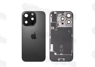 Tapa Cristal Trasero Negro Titanio Apple Iphone 16 PRO Original Desmontado con Lente de Cámara, MagSave Carga Inalámbrica (imanes) y flash. SWAP Grado A