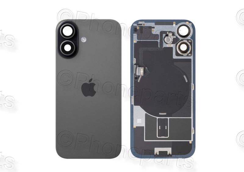 Tapa Cristal Trasero Negro Apple Iphone 17 Original Desmontado con Lente de Cámara, MagSave Carga Inalámbrica (imanes) y flash. SWAP Grado A