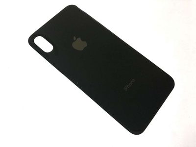Tapa Cristal Trasero Apple IphoneX Negro (Agujero Grande)
